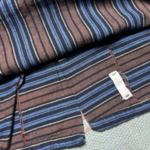 Vintage 50s long sleeve button shirt rayon striped loop collar rockabilly medium - Picture 8 of 8